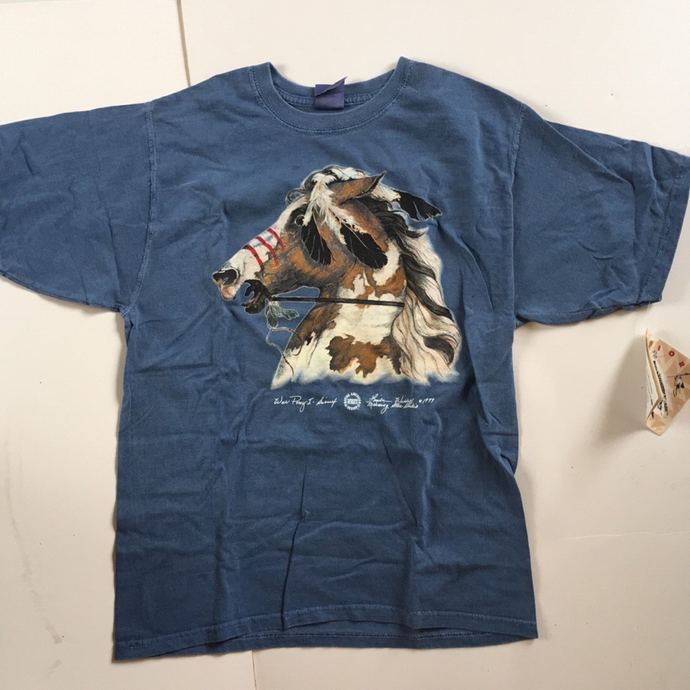 Warrior T Shirt Authentic Native American Design 100% Cotton War Pony 1-Sioux